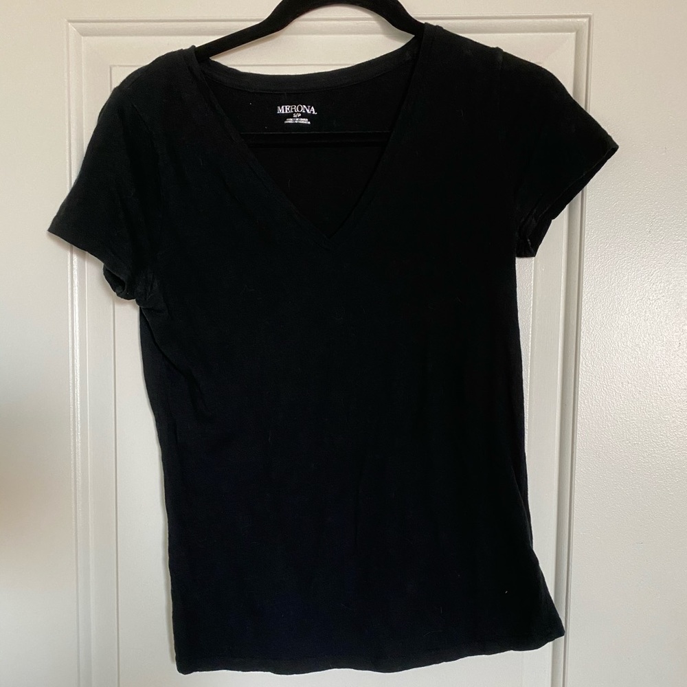 Merona Black V-Neck Short Sleeve Top